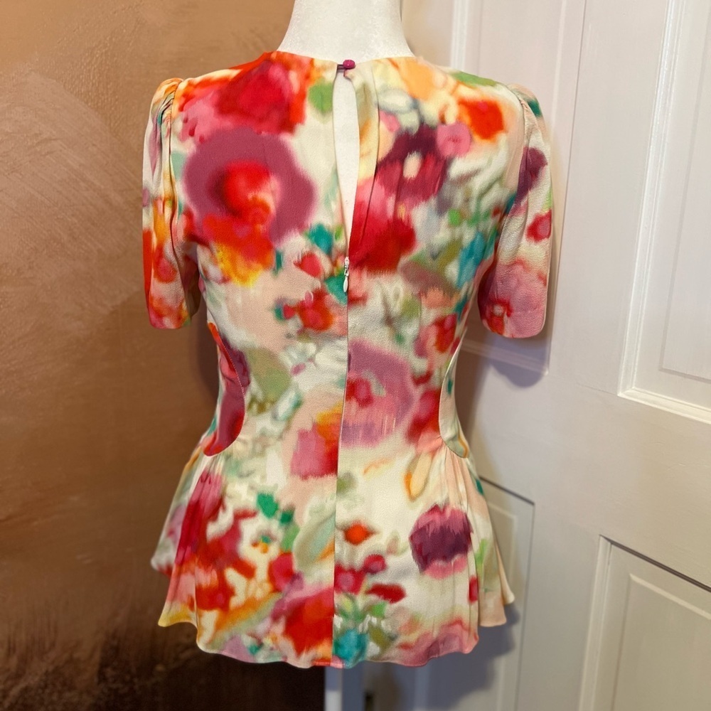 #160 KATE SPADE TULIP WATERCOLOR TIE DYE PELUM BLOUSE SIZE 8 - Picture 2 of 9